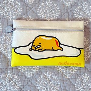 Gudetama Sanrio Character Cute Kawaii Yellow and White Makeup Bag Clean Unused